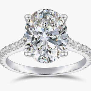 White Gold 14K Moissanite Engagement Rings 4.0 CT Oval Brilliant Cut